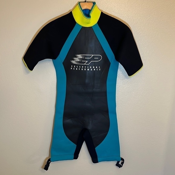 Exceptional Performance Short Wetsuit Swim Black Turquoise - Picture 1 of 15